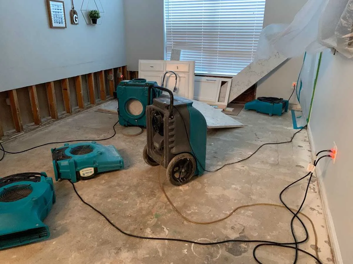 Dehumidifier in flood-cut room for Water Extraction & Removal in Hutchinson